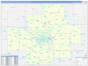 Omaha-Council Bluffs Metro Area Wall Map Basic Style 2023
